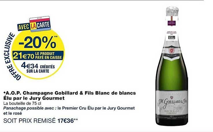 a.o.p. champagne gobillard & fils blanc de blancs élu par le jury gourmet