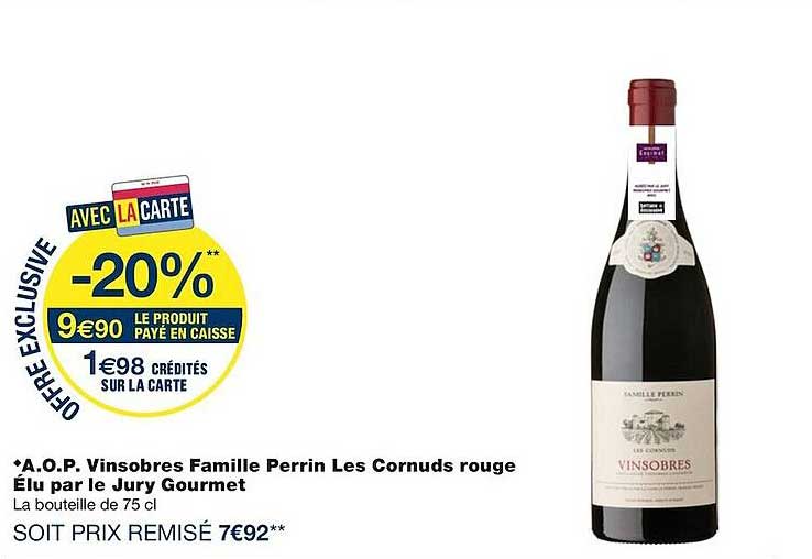 a.o.p. vinsobres famille perrin les cornuds rouge élu par le jury gourmet