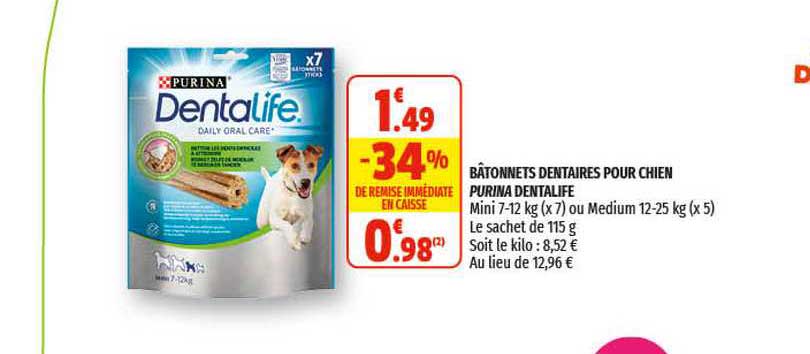 bâtonnets dentaires pour chien purina dentalife