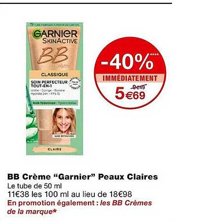 bb crème "garnier" peaux claires