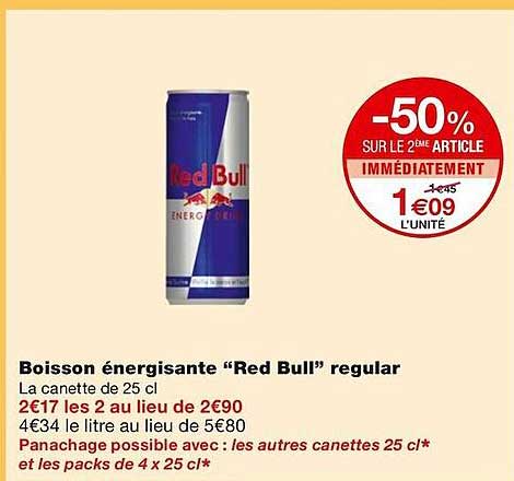 boisson énergisante "red bull" regular