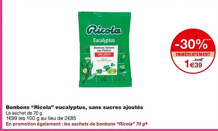 Bonbons "rocola"" Eucalyptus, Sans Sucres Ajoutés