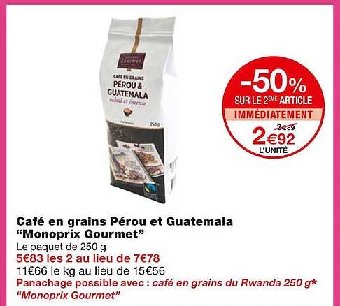 café en grains pérou et guatemala "monoprix gourmet"