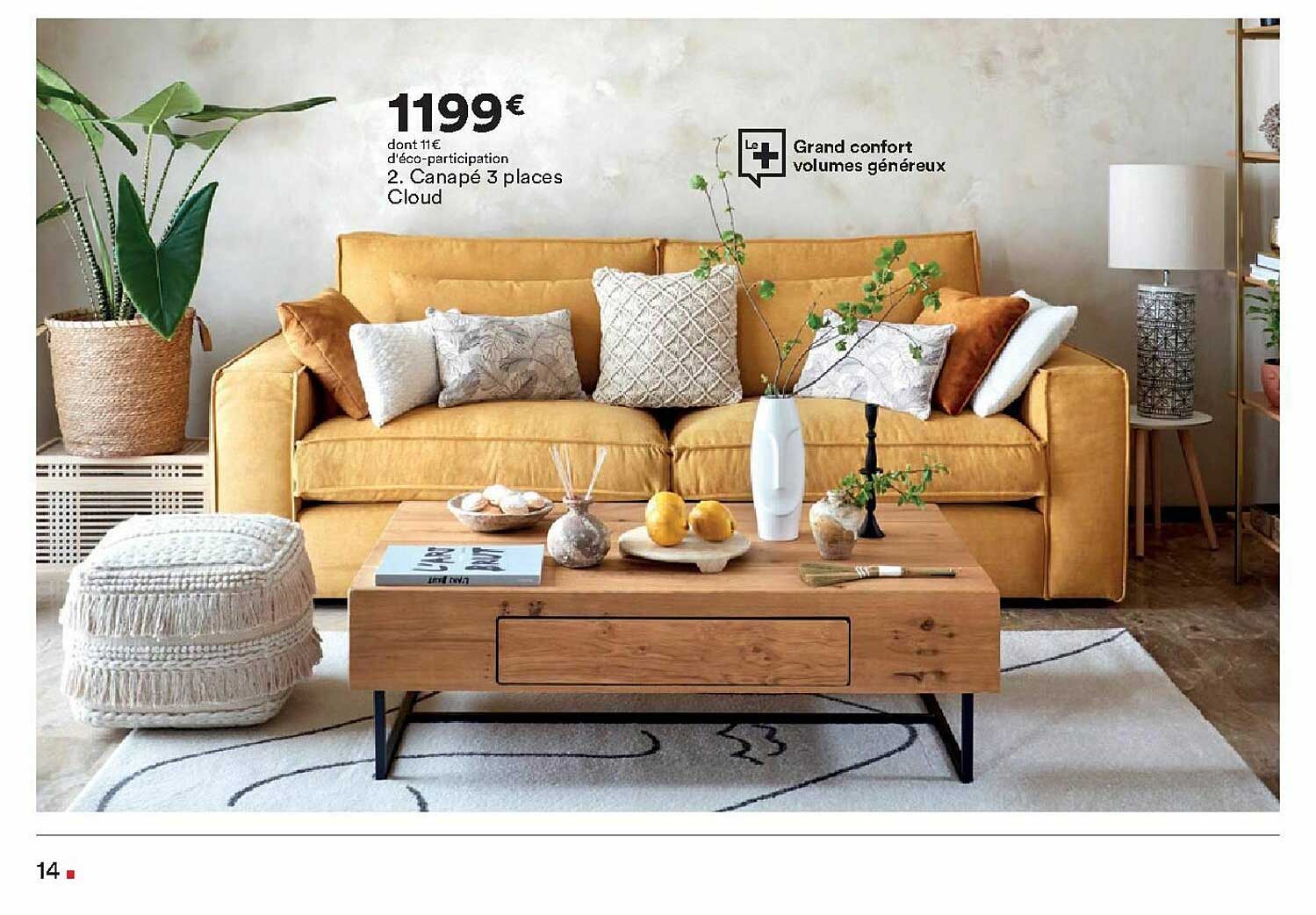 canapé 3 places cloud