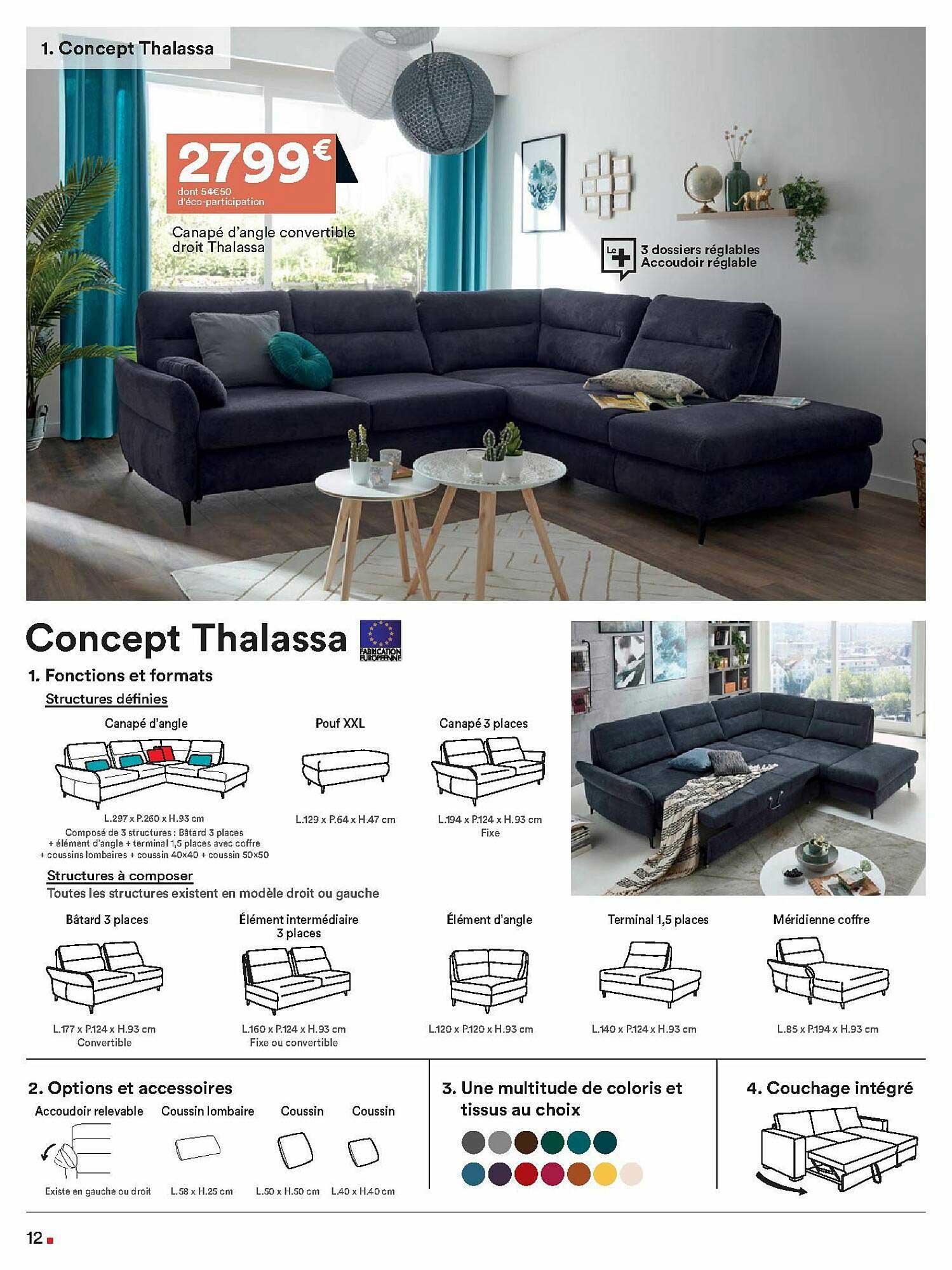 Canapé D'angle Convertible Droit Thalassa