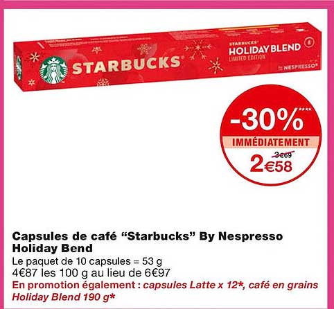 capsules de café "starbucks" by nespresso holiday bend