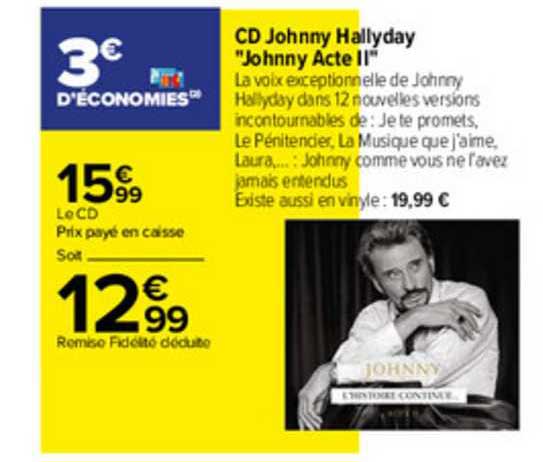 Cd Johnny Hallyday "johnny Acte II"