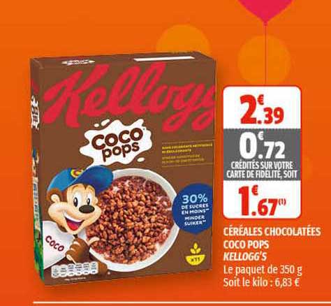 céréales chocolatées coco pops kellogg's