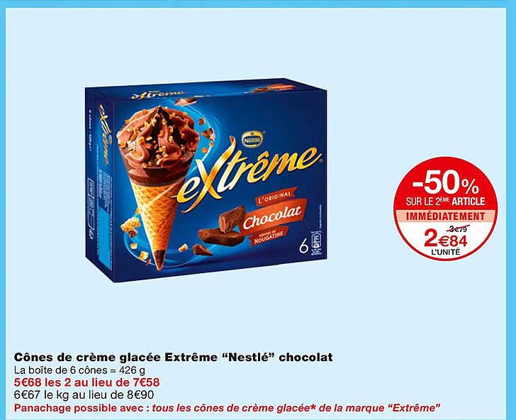 Cônes De Crème Glacée Extrême "nestlé" Chocolat