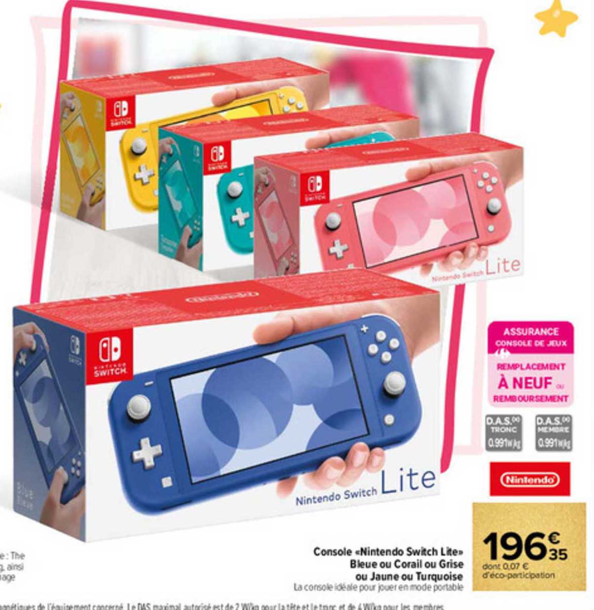 Console «nintendo Switch Lite» Bleue Ou Corail Ou Grise Ou Jaune Ou Turquoise
