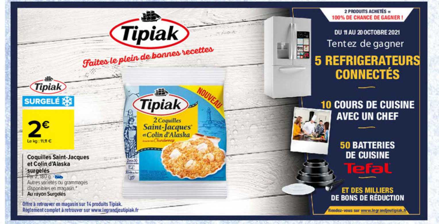 coquilles saint-jacques et colin d'alaska surgelés