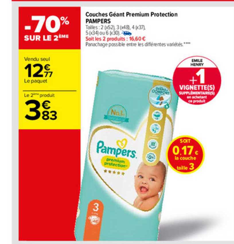 Couches Géant Premium Protection Pampers