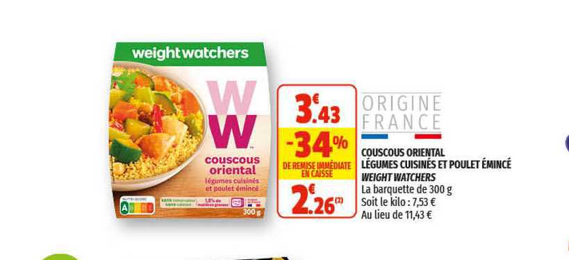 couscous oriental légumes cuisinés et poulet émincé weight watchers