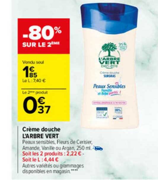 crème douche l'arbre vert