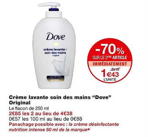 crème lavante soin des mains "dove" original