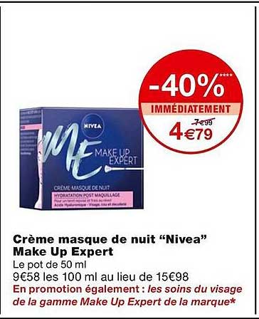 crème masque de nuit "nivea" make up expert