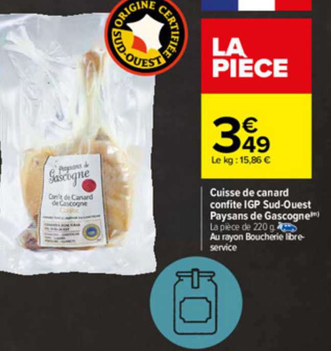 cuisse de canard confite igp sud-ouest paysans de gascogne