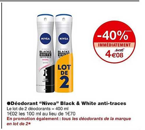 déodorant "nivea" black & white anti-traces
