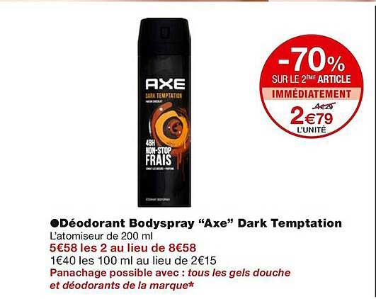 déodorant bodyspray "axe" dark temptation