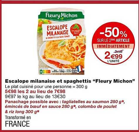 escalope milanaise et spaghettis "fleury michon"