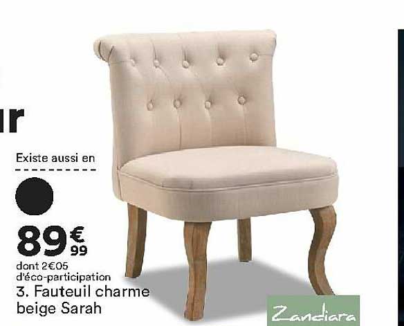 fauteuil charme beige sarah zandiara