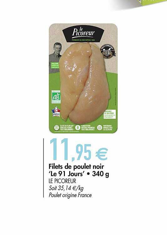 filets de poulet noir 'le 91 jours' 340 g le picoreur