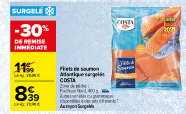 Filets De Saumon Atlantique Surgelés Costa