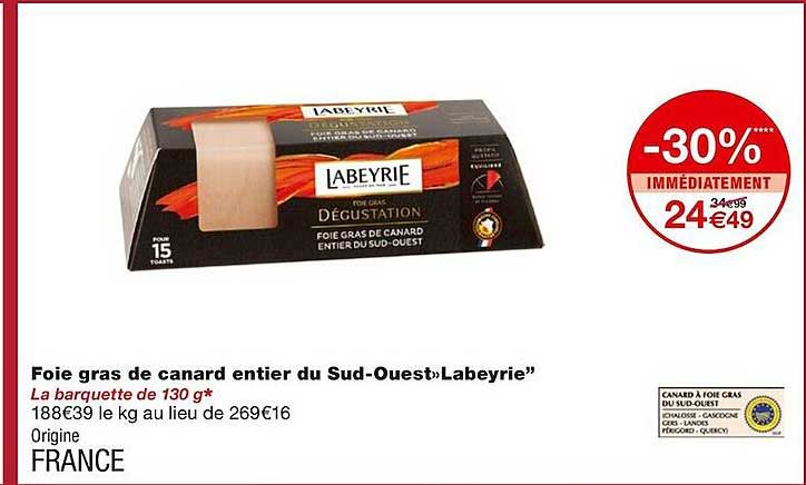 foie gras de canard entier du sud-ouest "labeyrie"
