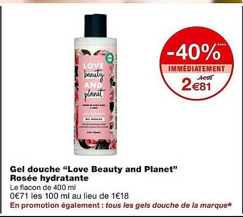 Gel Douche "love Beauty And Planet" Rosée Hydratante
