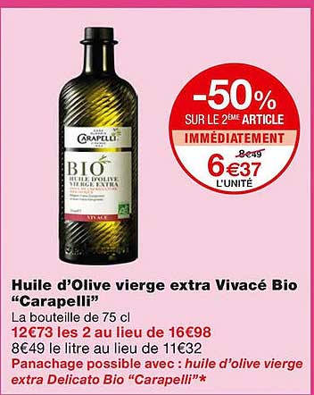 huile d'olive vierge extra vivacé bio "carapelli"