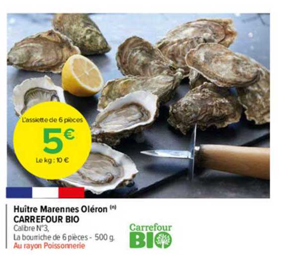 huître marennes oléron carrefour bio