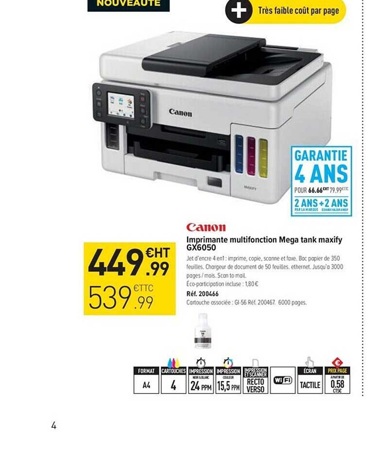 imprimante multifonction mega tank maxify gx6050 canon