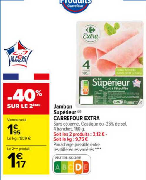 Jambon Supérieur Carrefour Extra
