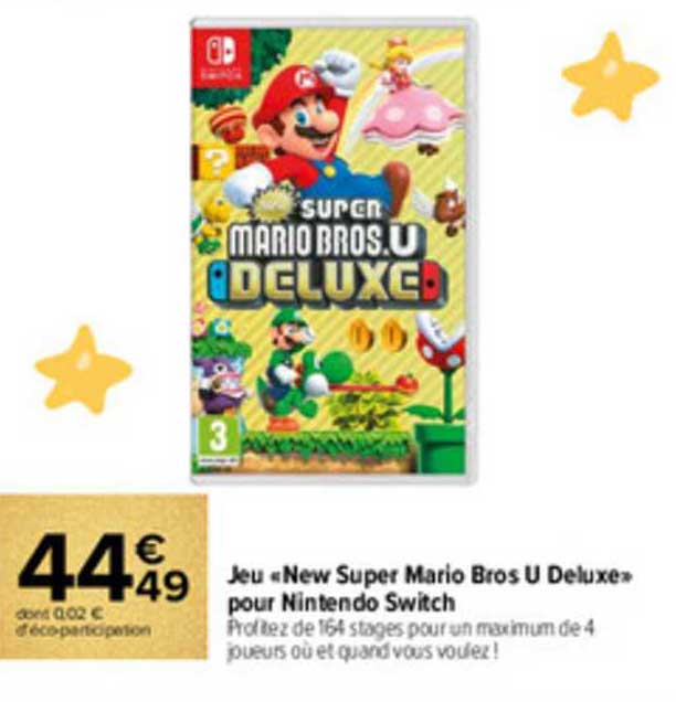 jeu «new super mario bros u deluxe» pour nintendo switch