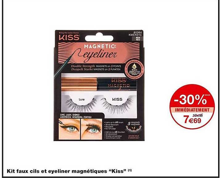 kit faux cils et eyeliner magnétiques "kiss"