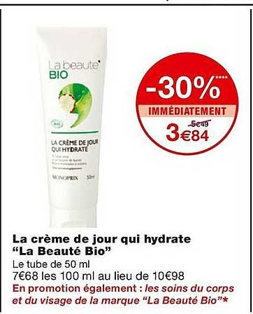la crème de jour qui hydrate "la beauté bio"
