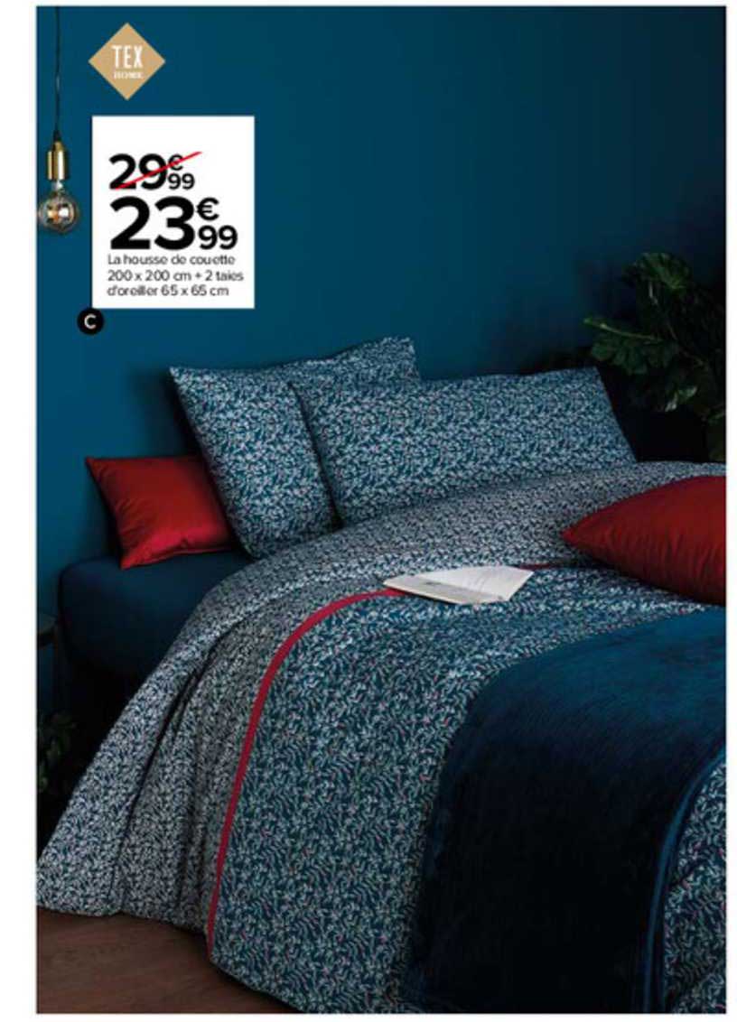 la housse de couette 200 x 200 cm + 2 taies d'oreiller 65 x 65 cm tex home