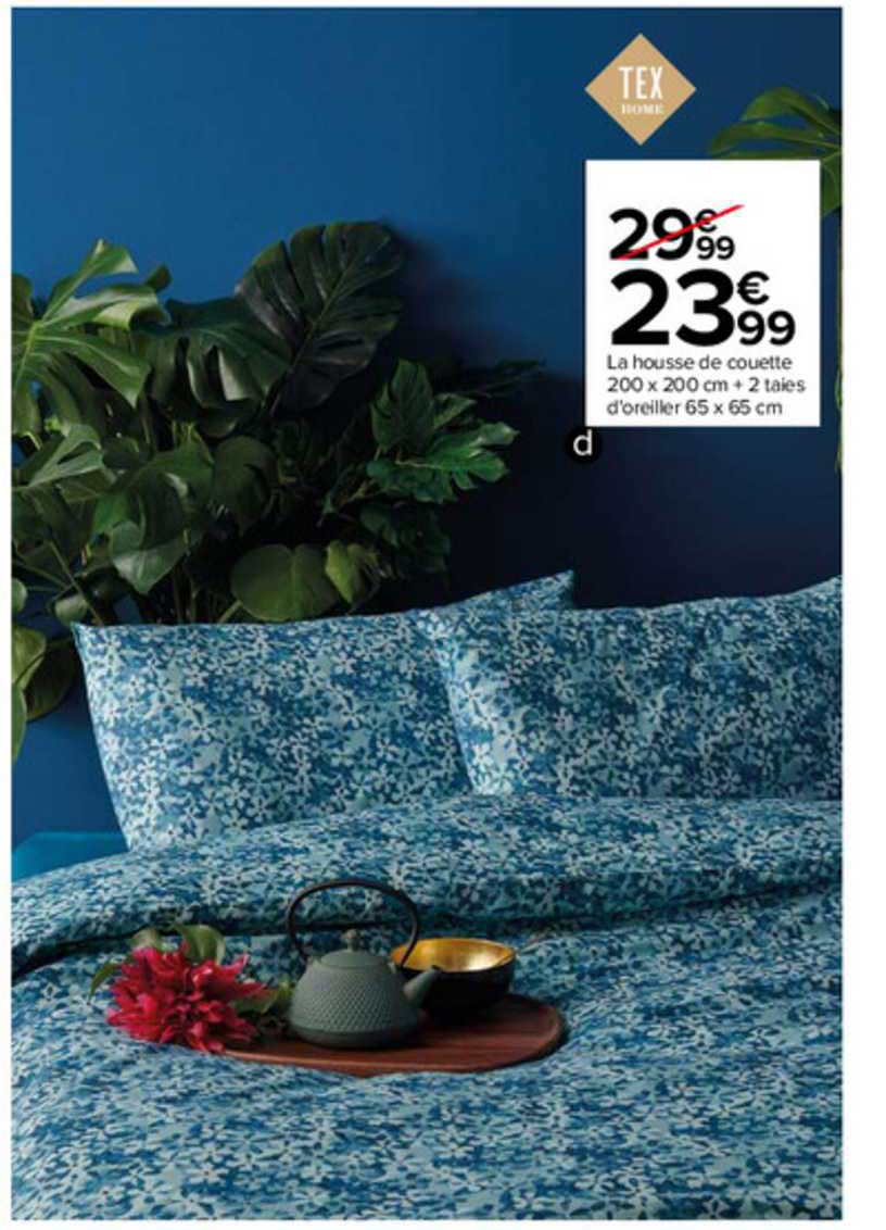 la housse de couette 200 x 200 cm + 2 taies d'oreiller 65 x 65 cm tex home