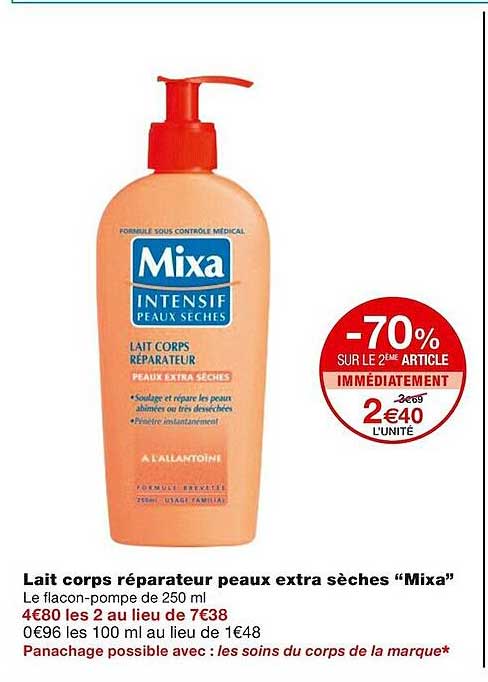 lait corps réparateur peaux extra sèches "mixa"