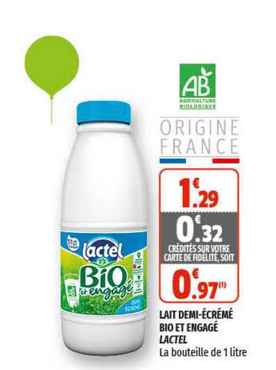 Lait Demi-écrémé Bio Et Engagé Lactel