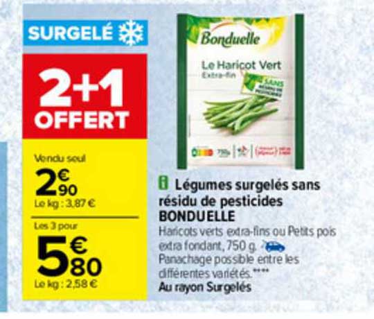 légumes surgelés sans résidu de pesticides bonduelle