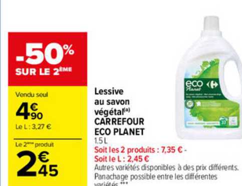 lessive au savon végétal carrefour éco planet