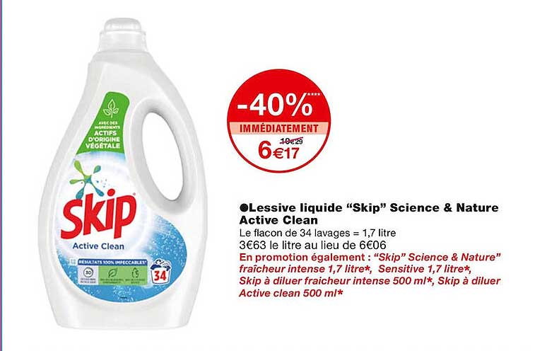 lessive liquide "skip" science & nature active clean