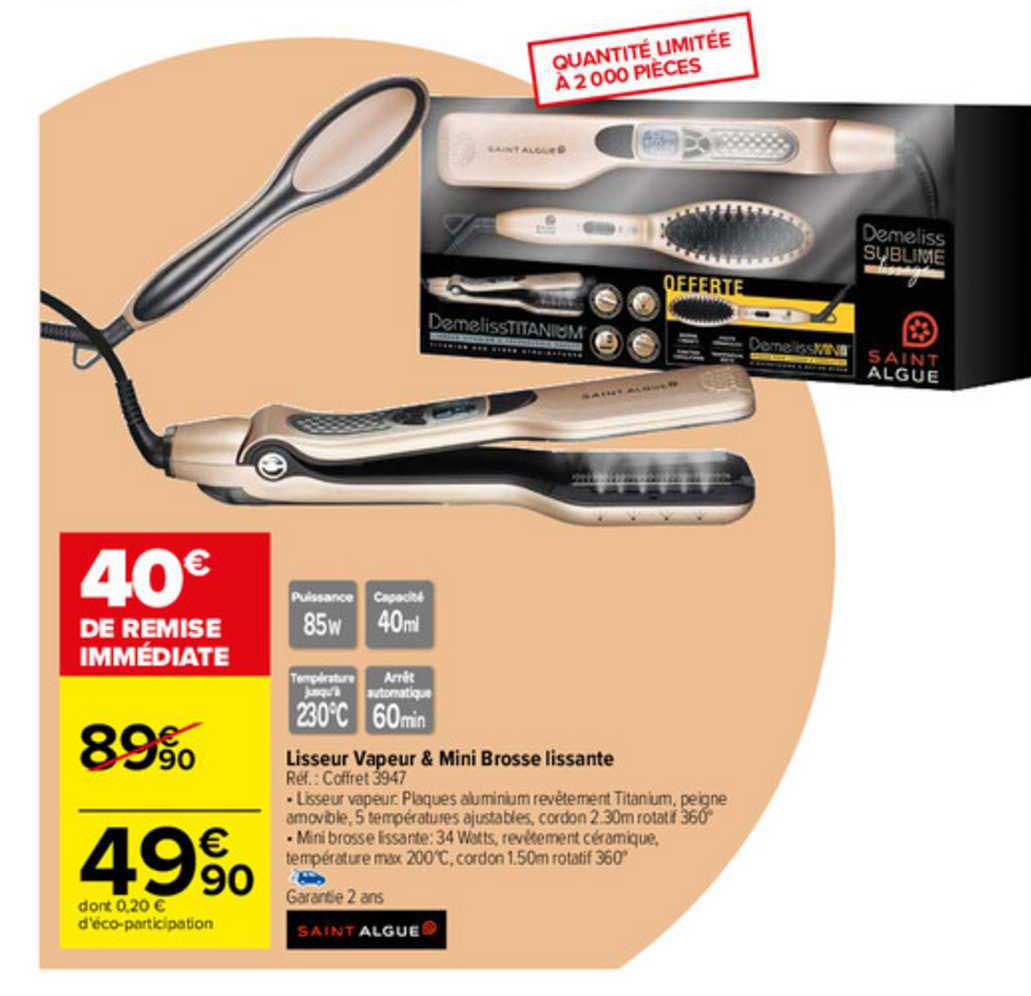 Lisseur Vapeur & Mini Brosse Lissante