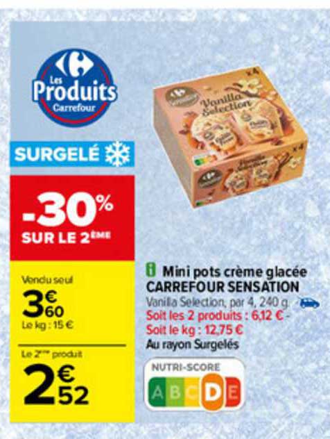Mini Pots Crème Glacés Carrefour Sensation