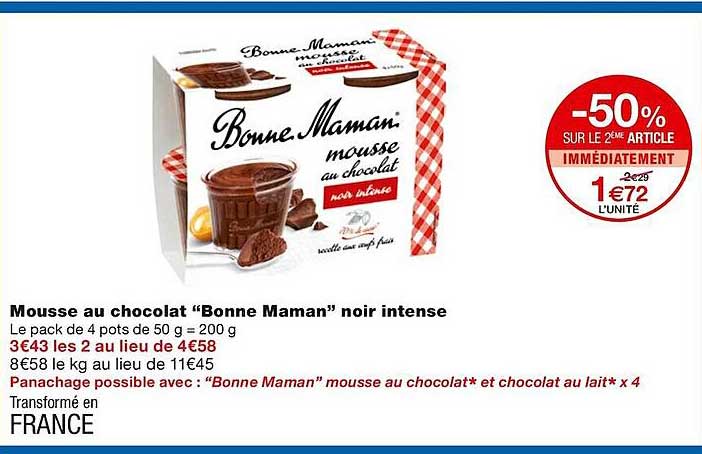 mousse au chocolat "bonne maman" noir intense
