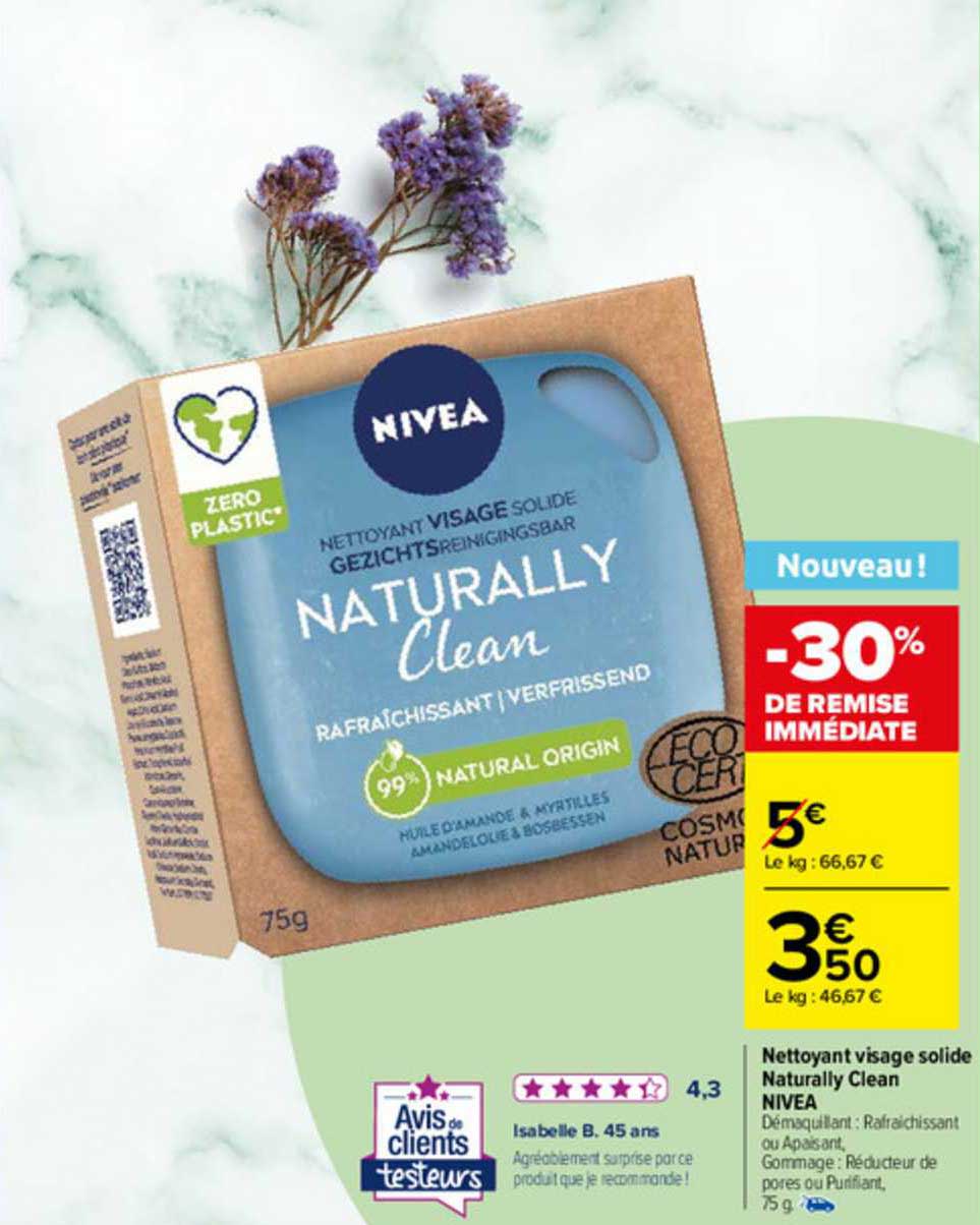nettoyant visage solide naturally clean nivea