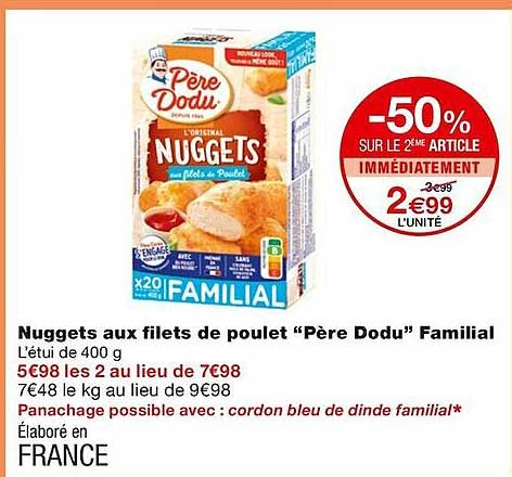 nuggets aux filets de poulet "père dodu" familial