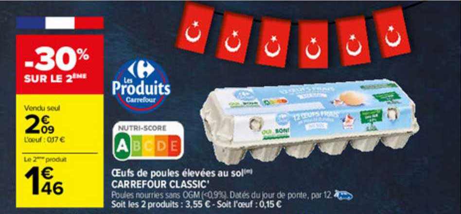 oeufs de poules élevées au sol carrefour classic'