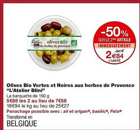 olives bio vertes et noires aux herbes de provence "l'atelier blini"